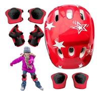 DAWCBVJQ Gorro y Rodilleras para niños,Juego de Gorro y Rodilleras para niños, Rodilleras, Coderas, muñequeras, Equipo Protector para Bicicleta, monopatín, Accesorios de Patinaje con Sombrero