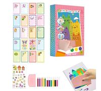 DAWCBVJQ Papel Rasca - Con Pegatinas, Kit De Pintura Arcoíris Y Juguetes,Arte Y Manualidad Infantil De Papel Rasca Con Raspador,Niñas, Niños, Hogar, Viajes, Escuela, Preescolar, de