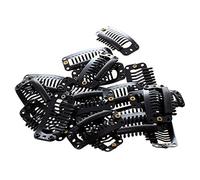 Daweglop 20pcs Clip negro de nueve dientes para clip de broche de presion de extension de pelo para el uso de DIY (negro) 32MM L
