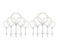 Daweglop 60 Piezas Cuentas de Rosario de Bautismo, Rosarios de Bautismo de Dedo, Perlas de Imitación