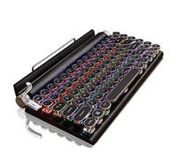 Daweglop Teclado retro para máquina de escribir inalámbrico, USB, mecánico, punk, para computadora de escritorio, portátil, , color negro