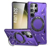 DAWEIXEAU Funda Anillo Giratorio Magnético Soporte para Galaxy S24 Ultra,Compatible con MagSafe 360° Ring Soporte de Funda Protección para Samsung Galaxy S24 Ultra 6.8" (Violeta)