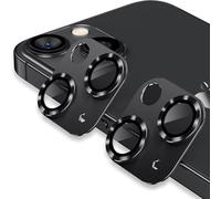DAWEIXEAU Protector Lente Cámara para iPhone 15 / iPhone 15 Plus de 2 Piezas, Película Protectora Lente de Una Pieza de Vidrio Templado 9H, Película Protectora de Cámara HD Antiarañazos Negro