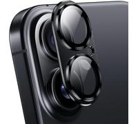 DAWEIXEAU Protector Lente Cámara para iPhone 16 / iPhone 16 Plus de 2 Piezas, Película Protectora Lente de Una Pieza de Vidrio Templado 9H, Película Protectora de Cámara HD Antiarañazos Negro