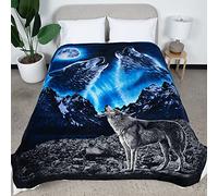 Dawhud Direct Howling Wolf - Manta de Forro Polar para Cama, 75 x 90 Pulgadas, tamaño Queen, Manta de Forro Polar de Lobo para Hombres, Mujeres y niños, Manta de Felpa súper Suave