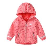 DAWILS Chaqueta Softshell para Niñas, Chaqueta Impermeable para Niña, Soft Shell Impermeable con Forro y Capucha para Niño, 12 Meses, Lluvia Nubes Rojo