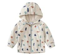 DAWILS Chaqueta Softshell para Niños, Chaqueta Impermeable para Niña, Soft Shell Impermeable con Forro y Capucha para Niño, 4 Años, Patrón Geométrico