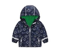 DAWILS Chaqueta Softshell para Niños, Chaqueta Impermeable para Niña, Soft Shell Impermeable con Forro y Capucha para Niño, 2 Años, Nube-Lluvia-Iluminación Azul Marino