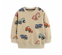 DAWILS Niño Sudadera Algodón Navidad Chándal de Forro Polar Chico Jersey Otoño Invierno Excavadora Beige Pullover Manga Larga Abrigado Chaqueta Deportiva para Niño 3 Años