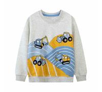 DAWILS Niño Sudadera Algodón Navidad Chándal de Forro Polar Chico Jersey Otoño Invierno Excavadora Gris Pullover Manga Larga Abrigado Chaqueta Deportiva para Niño 3 Años