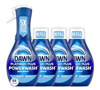 Dawn Platinum Powerwash - Espray para platos, jabón para platos, paquete de aroma fresco, 1 spray (16 onzas líquidas) más 3 recambios (16 onzas líquidas cada una)