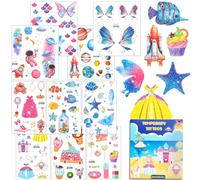 Dawnglow Tatuajes de princesas, 10 hojas de Tatuajes de Purpurina, Tatuajes de Dulces, Tatuajes del Océano, Tatuajes Espaciales, Tatuajes de Mariposas, Tatuajes para Niñas y Niños