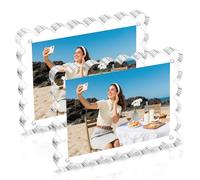 DAWNTREES 2 marcos de fotos acrílicos, marcos de fotos magnéticos transparentes de doble cara, sin marco, decoración de escritorio