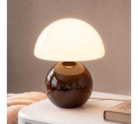 Dawnwake Lámpara de mesita de noche de seta, LED regulable, lámpara de mesa decorativa para salón, dormitorio, lámpara de mesa, lámpara de mesa de comedor, base de cerámica de cristal, pequeña lámpara