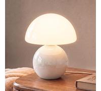 Dawnwake Lamparas de Mesita de Noche, Lámpara de mesa LED Regulable, Pantalla de Cristal Con Forma de Hongo y Base de Cerámica, Decoración del Hogar Para Dormitorio, Sala de Estar (Blanco)