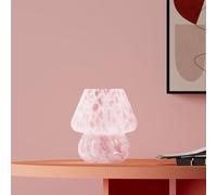 Dawnwake Lamparas de Mesita de Noche, Lámpara de mesa LED Regulable, Pantalla de Cristal Con Forma de Hongo y Base, Decoración del Hogar Para Dormitorio, Sala de Estar (Rosa ruborizado)