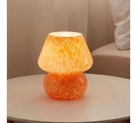 Dawnwake Lamparas de Mesita de Noche, Lámpara de mesa LED Regulable, Pantalla de Cristal Con Forma de Hongo y Base de Cerámica, Decoración del Hogar Para Dormitorio, Sala de Estar (Naranja llama)