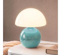 Dawnwake Lamparas de Mesita de Noche, Lámpara de mesa LED Regulable, Pantalla de Cristal Con Forma de Hongo y Base de Cerámica, Decoración del Hogar Para Dormitorio, Sala de Estar (Azul)