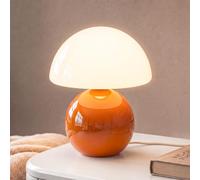 Dawnwake Lamparas de Mesita de Noche, Lámpara de mesa LED Regulable, Pantalla de Cristal Con Forma de Hongo y Base de Cerámica, Decoración del Hogar Para Dormitorio, Sala de Estar (Naranja)
