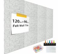 DAWNYIELD 12 Piezas Corcho Pared Autoadhesivo 30x30 cm, Tablero de Corcho Fieltro para Oficina Casa, Tablón de Anuncios con Chinchetas y Piezas de Montaje (Textura de ladrillo)