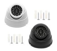 DAWRIS 2 Cámaras Falsas de Videovigilancia para Interiores con Luz LED Intermitente - Cámara de Seguridad Realista para Disuasión en Oficina, Almacén, Tienda