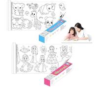 DAWRIS 2 rollos de pintura cortables para niños, 30 x 300 cm, papel de pintura autoadhesivo, rollo para colorear, mantel para colorear, mantel de pintura para niños, rollo de dibujo, juguete educativo