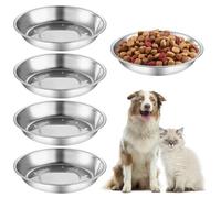 DAWRIS 5 cuencos de acero inoxidable para gatos, cuencos de comida para gatos de 6.2 pulgadas, platos planos de repuesto para perros pequeños, gatos, aptos para bigotes