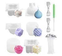 DAWRIS 6 Pcs 3D Moldes de Silicona para Velas, Kit para Hacer Velas, Molde de Silicona Rosa 3D, Bubble Molde para Hacer Velas, Molde de Silicona para Vela Perfumada DIY