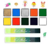 DAWRIS Almohadilla de Tinta Colorida para Huellas Dactilare, 12 Piezas Tampon Tinta para Sellos de Huellas Dactilares para Niños, Sello Lavable para Manualidades, álbumes de Recortes, Pintura de Dedo