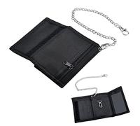 DAWRIS Billeteras para Hombre Camuflaje Wallet Triple Monedero Carteras para Hombre Joven con Cadena de Seguridad Clip Cremallera Delgada para Viajes Deportes Moneda, 12 x 8 x 1 cm (Negro)