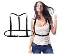 DAWRIS Cinturón de cintura punk para mujer, piel punk, cadena de cuerpo negro, cinturón de cintura ajustable, gótico, cadena de pecho, chaleco para mujeres, niñas, cosplay, carnaval, Halloween