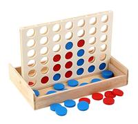DAWRIS Conecta 4 Juego de Madera, Juego Cuatro En Raya de Madera Juguete Cuatro en Raya Cuatro en una Fila en Viajes para Niños Adultos Familiares Viaje