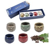 DAWRIS Juego de 5 tazas de café expreso de 130 ml, de cerámica, sin asa, tazas de café moca y capuchino