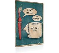 DAWRIS Letreros de metal vintage con texto en inglés "I Hate My Job Oh Please" para el hogar, baño, baño, inodoro, decoración de pared, regalo
