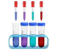 DAWRIS Pipeta para niños, 9 unidades, pipetas de plástico para niños, tubos de ensayo de 50 ml con soporte, pipeta con pipetas y soporte de tubo de ensayo para laboratorio creativo experimentos