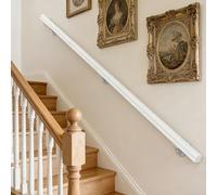 Dawselod 200cm Pasamanos Blanco de Madera Maciza | Barandilla Antideslizante para Escaleras del Hogar | Barra de Seguridad Resistente para Escaleras Interiores y Exteriores, Pasillos, Áticos y Patios