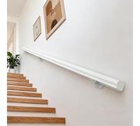 Dawselod 220cm Pasamanos Blanco de Madera Maciza | Barandilla Antideslizante para Escaleras del Hogar | Barra de Seguridad Resistente para Escaleras Interiores y Exteriores, Pasillos, Áticos y Patios