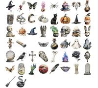 DAWTHTW Calcomanías transparentes de PET con temática de Halloween, 50 calcomanías impregnadas extraíbles para álbumes de recortes, botellas, fundas de teléfono, personalización, suministros de