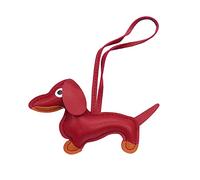 DAWTHTW Llavero de piel sintética con colgante de perro salchicha, bolso de perro salchicha, colgante de teléfono para mujer, mochila, bolso, abalorio, decoración, llavero de perro, Rojo ladrillo, B