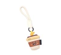 DAWTHTW Llavero único de piel sintética con diseño de caricaturas, papas fritas con leche, té, para parejas, accesorio para mujeres y hombres, dije de patatas fritas de dibujos animados, café