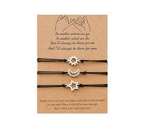 DAWTHTW Pulseras simples con forma de sol y estrella para buenos amigos, pulseras de la amistad para niñas, hermanas, joyas, regalo, pulseras tejidas para hombres, nudo de amor, amistad, ajustable