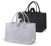 Dawumin 2 bolsas de fieltro plegables para la compra, 30 x 18 x 20 cm, Negro + Gris (2pc, 40 X 30 X 20 cm)