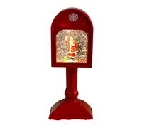 Dawutocap Buzón de Navidad con luz LED de cristal con melodías de festival y lámpara de mesa de alimentación USB para decoraciones navideñas, funciona con pilas, luz de cristal musical