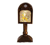 Dawutocap Buzón de Navidad con luz LED de cristal musical con melodías de festival y lámpara de mesa de alimentación USB para decoraciones navideñas, funciona con pilas, luz de cristal musical