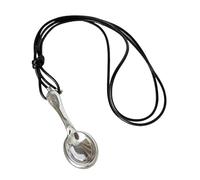 Dawutocap Collar de plata hecho a mano con forma de cuchara, joyería elegante con nudo para el cuello, cadena para el cuello a la moda, 41cm50cm, Materiales mixtos