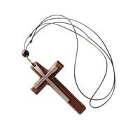 Dawutocap Elegante collar con colgante de crucifijo de madera, longitud ajustable, gargantilla unisex para festival de música, accesorio de fiesta, árbol