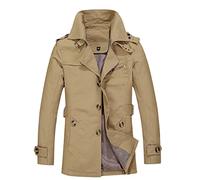 Dawwoti Hombre Casual Largo Trench Abrigo Slim Fit Botón Abajo Medi Longitud Chaquetas Primavera Outerwear