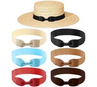 DAWZMR 6 bandas elásticas para sombrero de pajarita para mujer, banda de sombrero de paja de vaquero