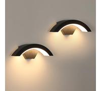 DAXGD 2 Piezas Lámpara de Pared LED Exterior/Interior, 24W 2650LM Aplique Pared Exterior IP65 Impermeable, Aluminio LED Luz de pared Negro para Entrada Terraza Pasillo Jardin, Luz Cálida 3000K