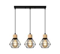 DAXGD 3 Luces Lámparas Colgante Vintage,E27 Lampara colgante techo,Lámpara de araña industrial con diseño de jaula de hierro negro,Iluminación de techo para porche cocina dormitorio